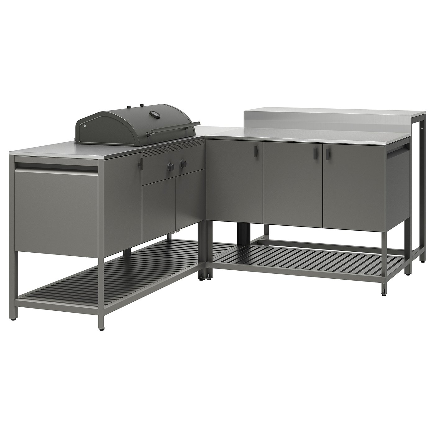 B&amp;Aring;tsk&amp;Auml;r Outdoor Ktchn W Chrcl Bbq+bar Table - Dark Gray 86 5/8x70 7/8 "