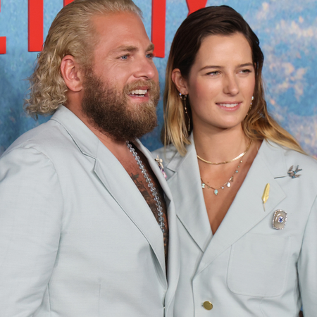 Jonah Hill and Sarah Brady attend the world premierof Netflix's "Don't Look Up" at Jazz at Lincoln Center on December 05, 2021 in New York City.