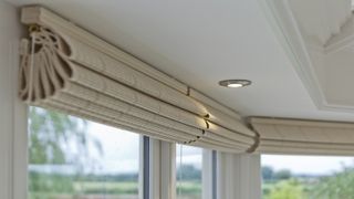 Raised roman blinds in conservatory