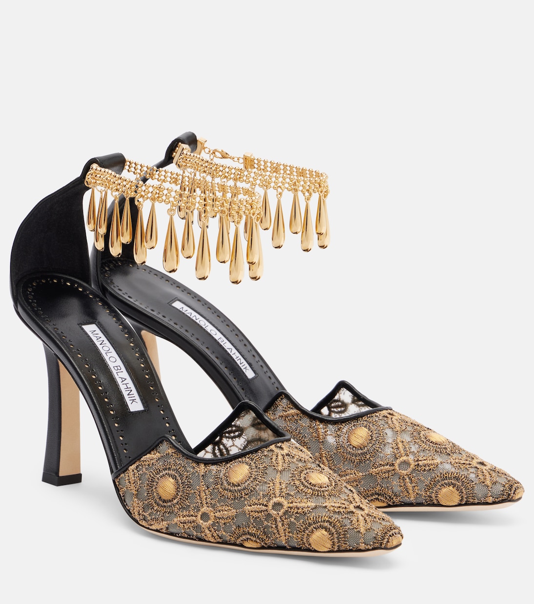 Harnicus 105 Leather-Trimmed Lace Pumps