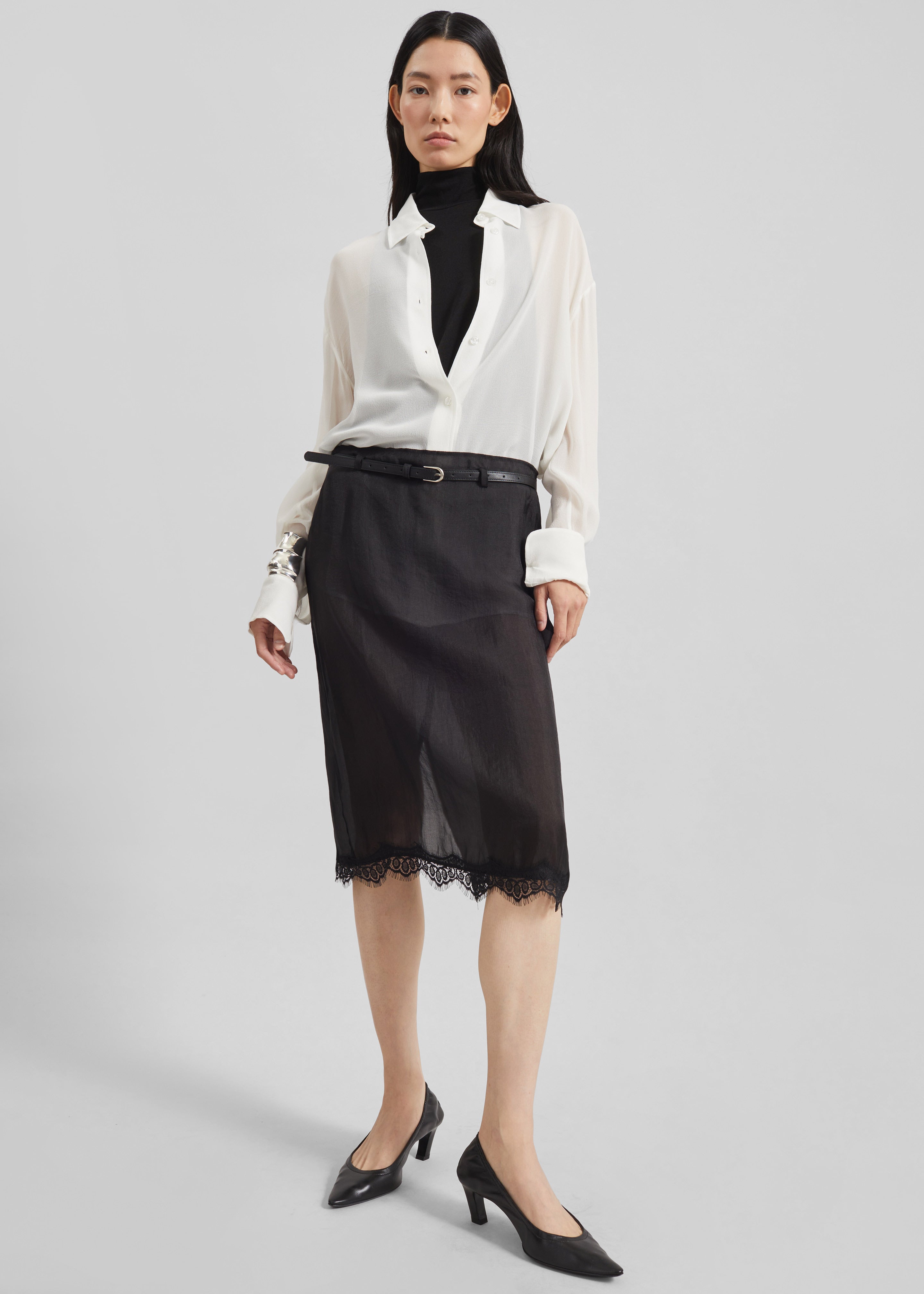 Lolai Sheer Lace Skirt - Black