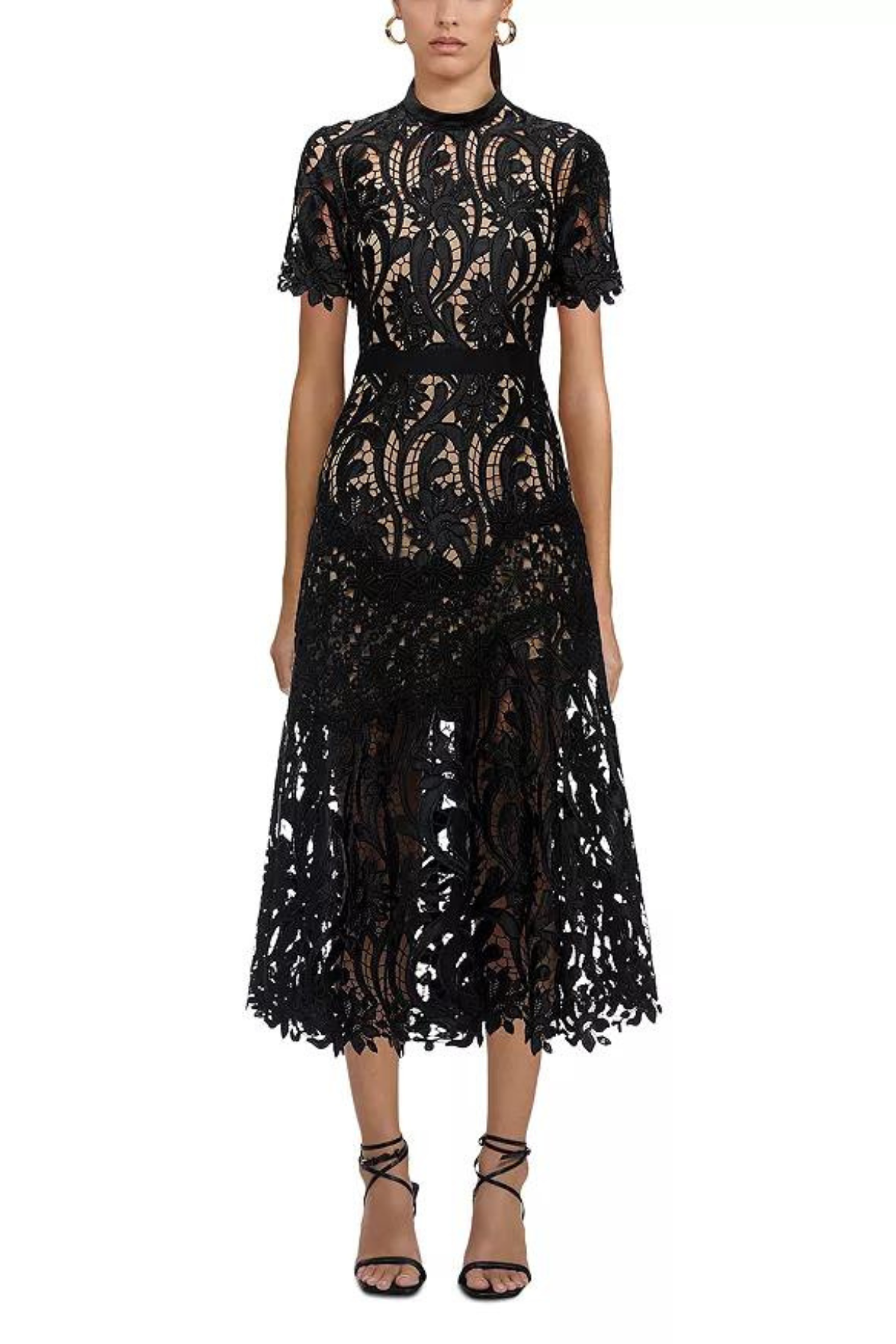 black lace midi dress