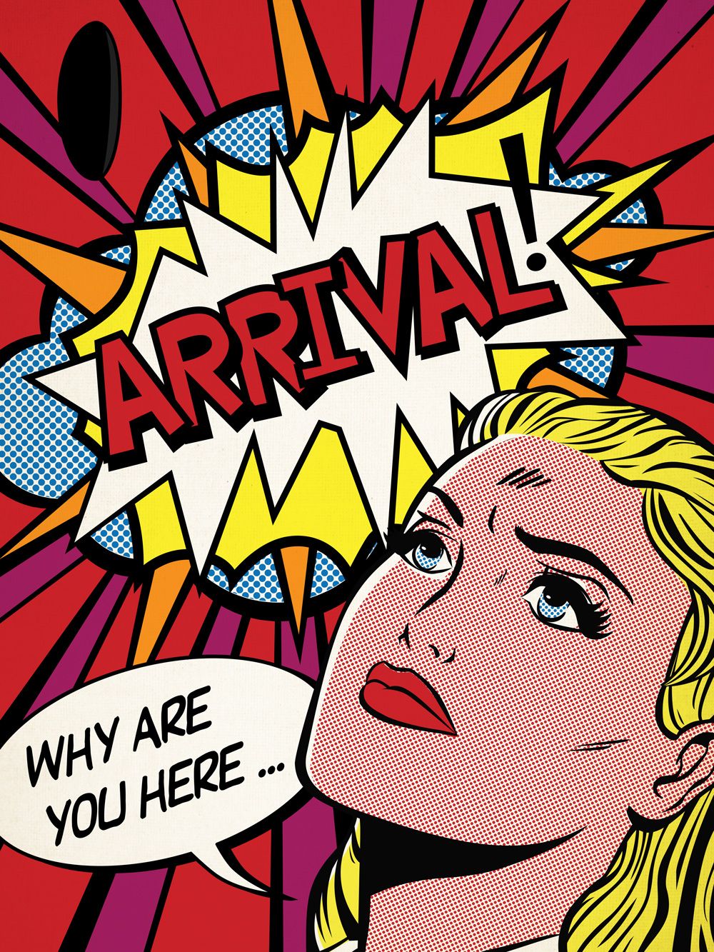 The comic book stylings of Roy Lichtenstein inspired Alice Lee's Arrival poster