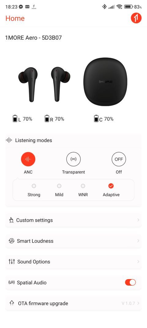 1More Music app home screen