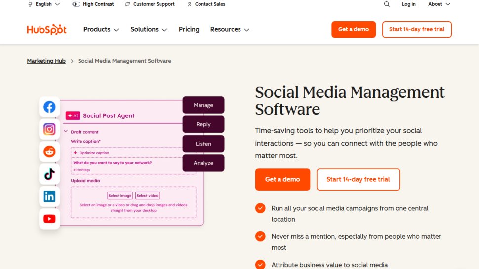 Website screenshot of HubSpot (February, 2026)
