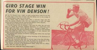 Vin Denson wins Giro d'Italia stage in 1966: How Cycling magazine reported it
