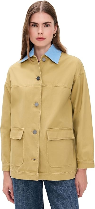 LE BOP, Le Bop Women&#039;s Dree Mid-Length Barn Jacket, Khaki, Tan, Blue, Xl