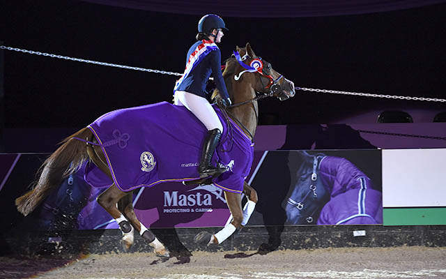 Jodie Hall-mcateer riding TIXYLIX owned by Sarah Mendoza, Winner of the Leading Pony Show Jumper of the Year during HOYS in the NEC in Warwickshire in the UK on 6th October 2016
