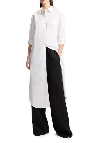 Long Sleeve Cotton Blend Maxi Shirtdress