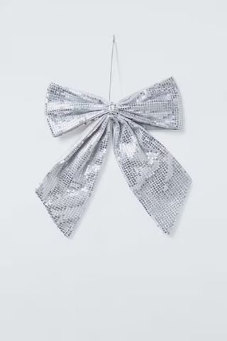 John Lewis Sequin Bow, Silver