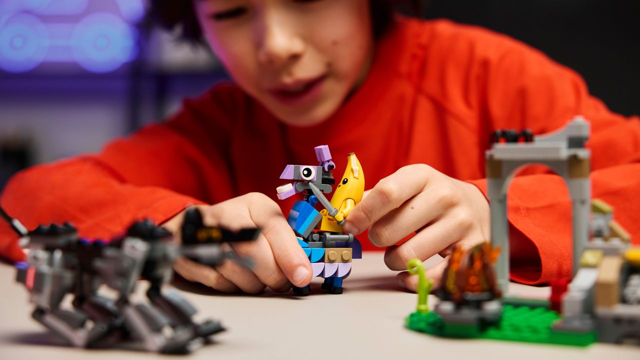Lego Peely &amp; Sparkplug&rsquo;s Camp being played with by a child