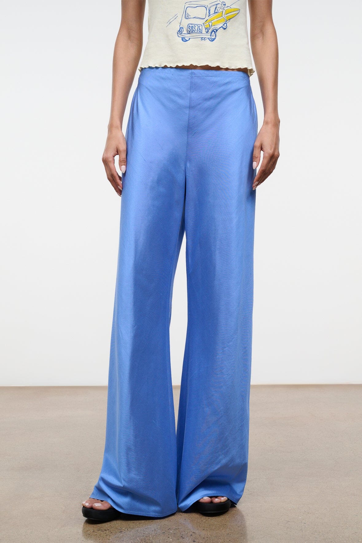 Stroll Silk Dupioni Pant | Coast Blue - Size Xs