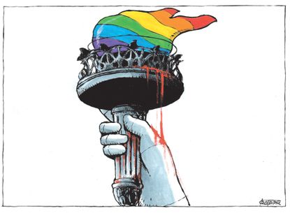 Editorial Cartoon, U.S. Lady Liberty Pride