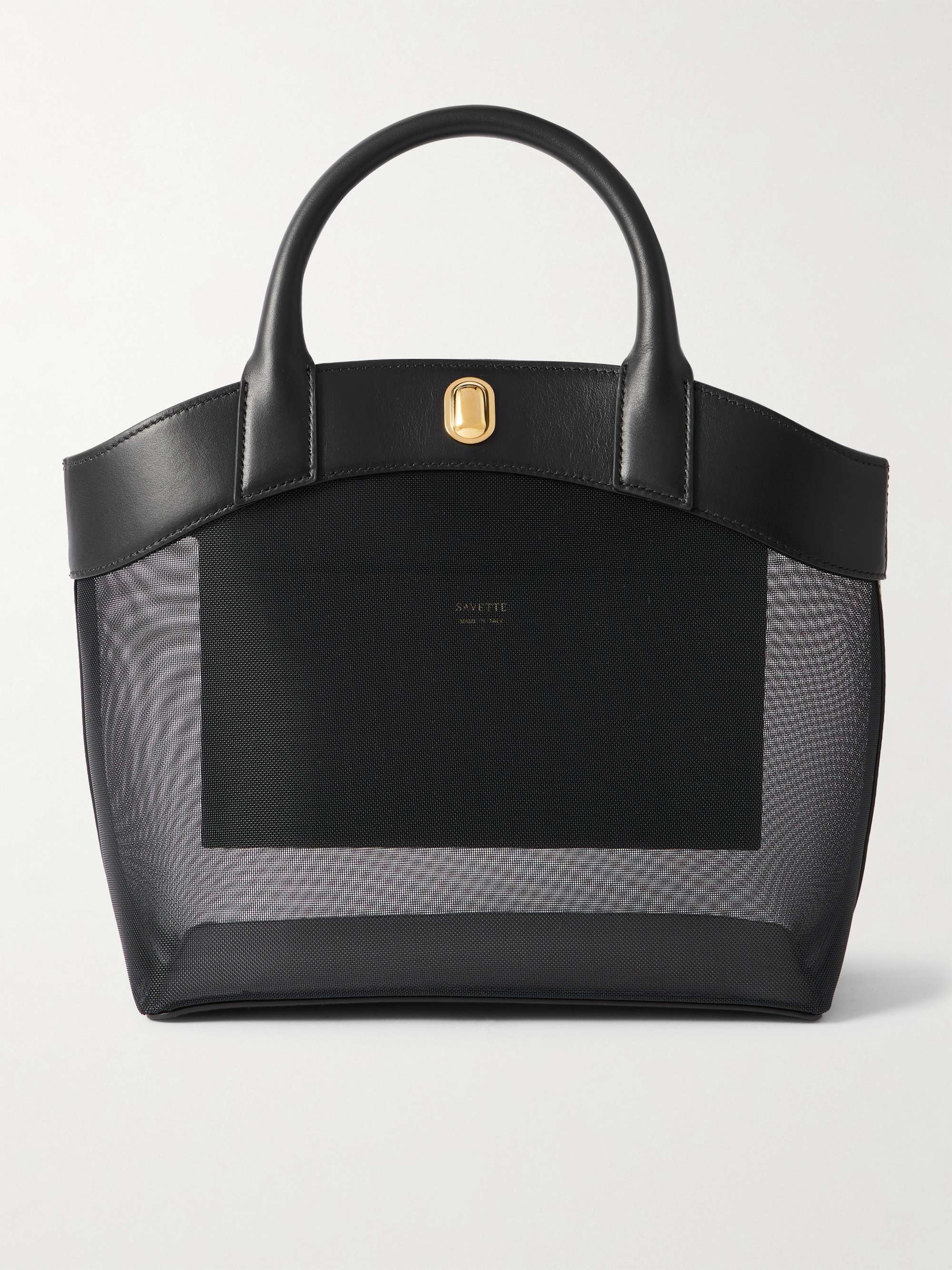 Tondo Leather-Trimmed Mesh Tote