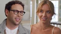 Scooter Braun speaks on the Question Everything podcast, and Sydney Sweeney is shown in Anyone But You.