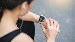 apple watch fitness activity tracker set to jogging