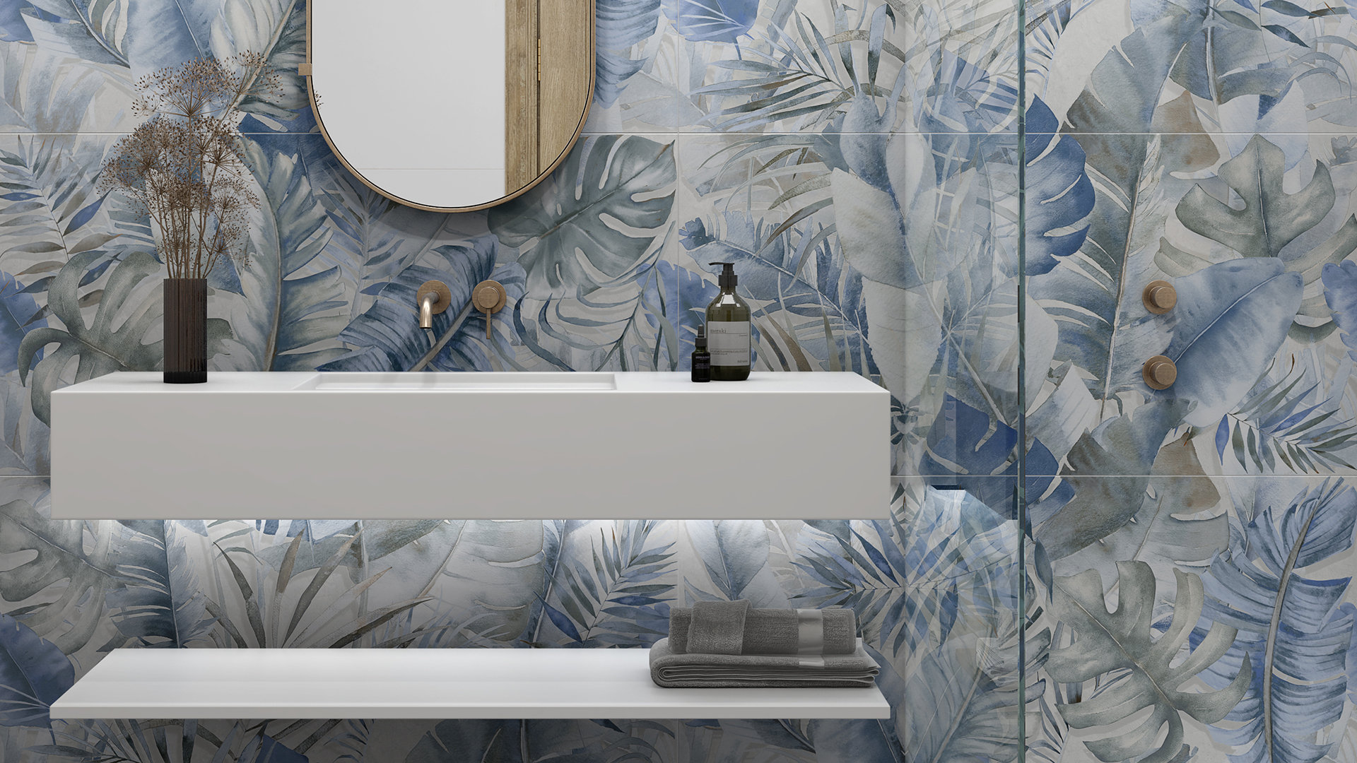 Floral bathroom tiles