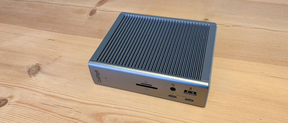 CalDigit TS4 Thunderbolt 4 Dock on a wooden surface