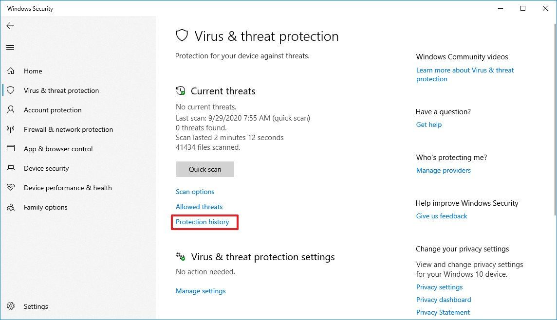 Microsoft Defender settings