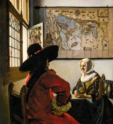 Vermeer’s dashing visitor makes an impression in Officer and Laughing Girl, about 1657.