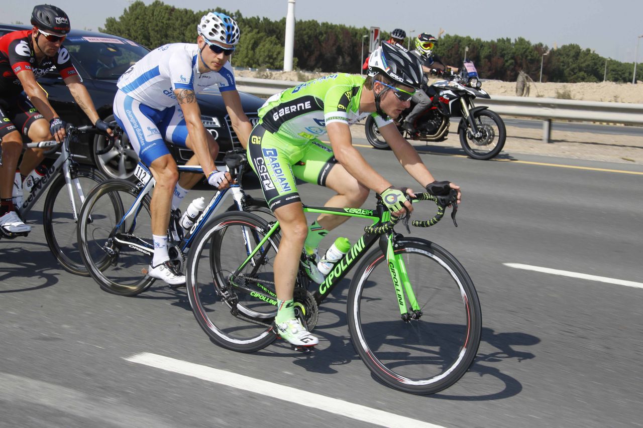 Enrico Battaglin (Bardiani-CSF) in the early break at the Dubai Tour.