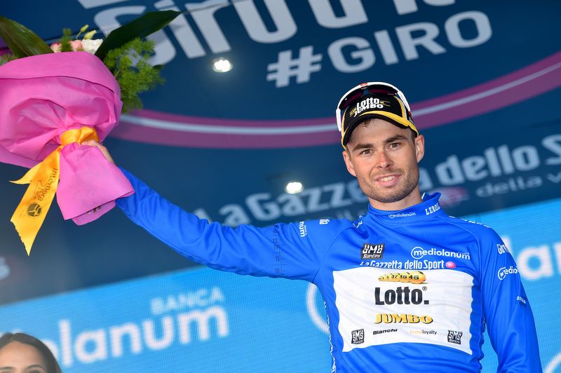 Bert-Jan Lindeman (LottoNL-Jumbo) in the blue mountains jersey