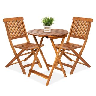 3-piece wooden bistro set with two chairs and a table