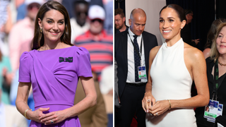 Kate Middleton and Meghan Markle wearing the bubble bath nails trend in July 2024