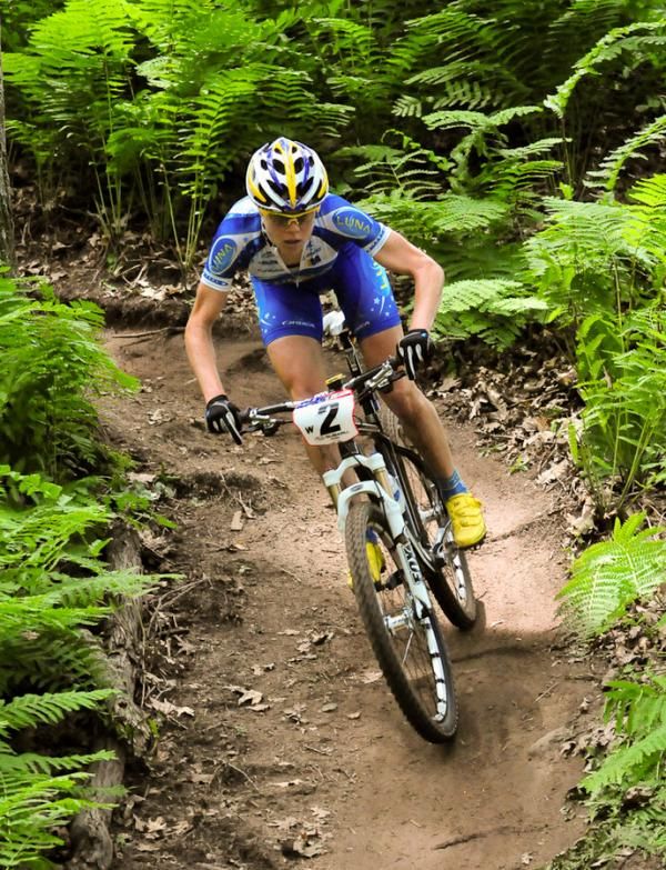 Georgia Gould (Luna Pro Team) riding her hard-tail Orbea to victory