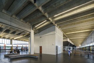 interior of departures and arrivals halls at Preston Bus Station as restored by John Puttick Associates