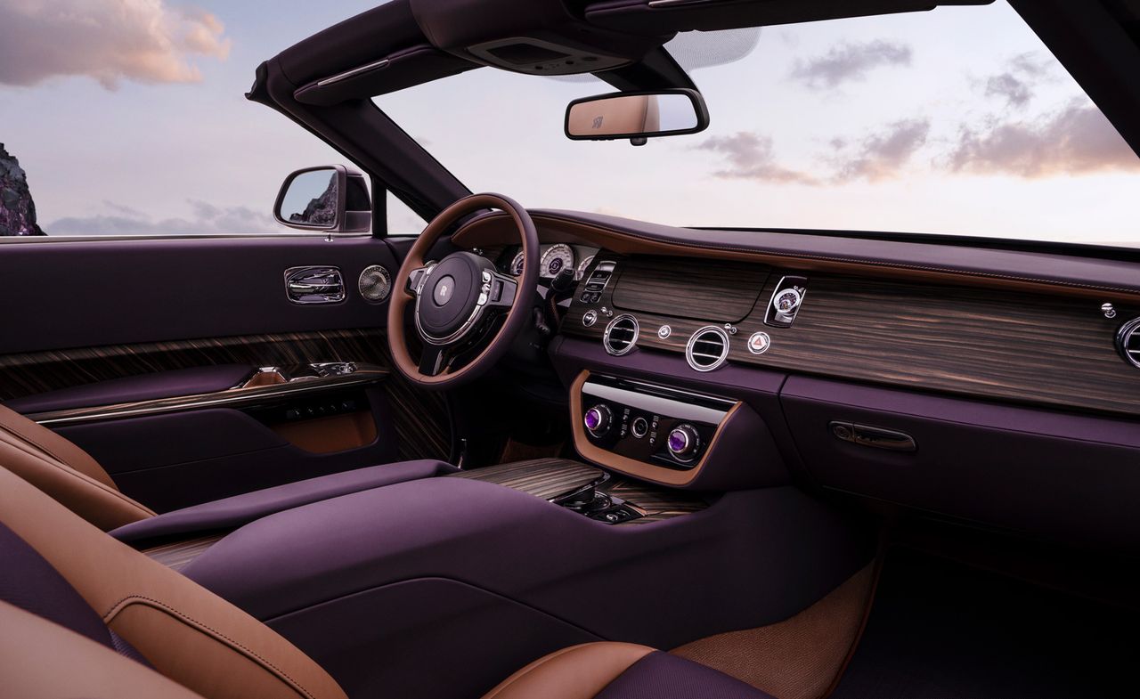 Vacheron Constantin watch in dashboard of Rolls-Royce Amethyst Droptail