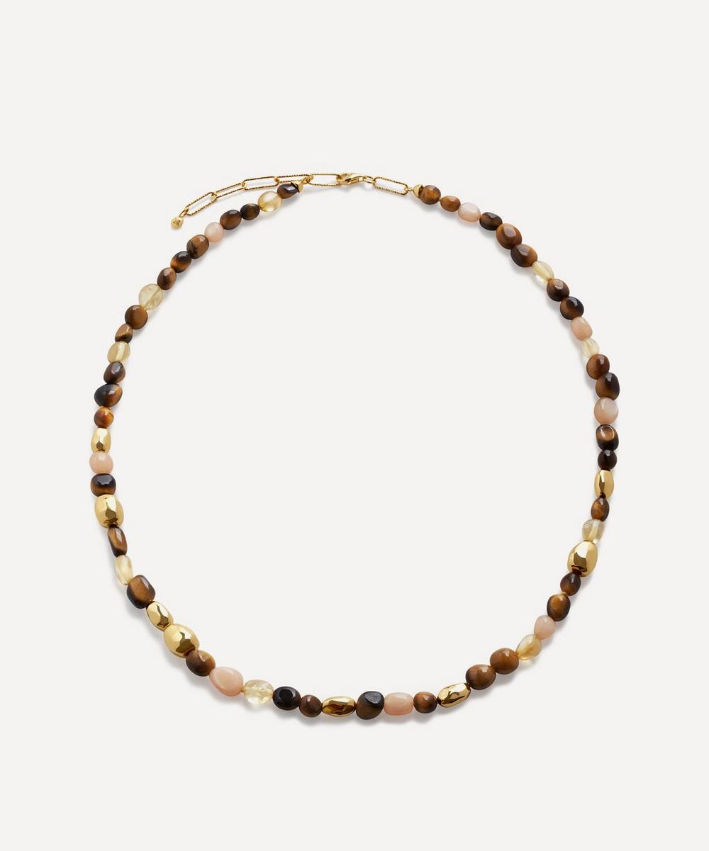 18ct Gold-Plated Vermeil Silver Rio Natural Gemstone Beaded Necklace