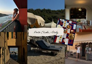 a collage of influencer imagery featuring Porto Ercole, Italy