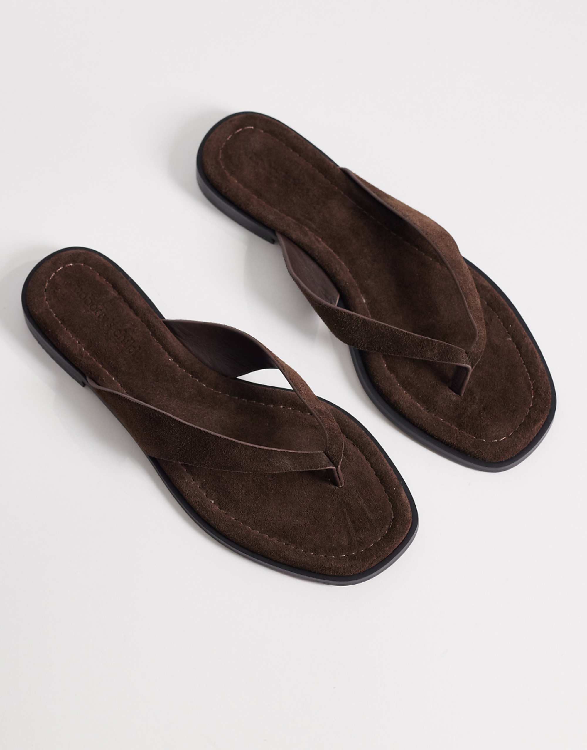 Nobodys Child Real Suede Thong Flat Sandal in Brown
