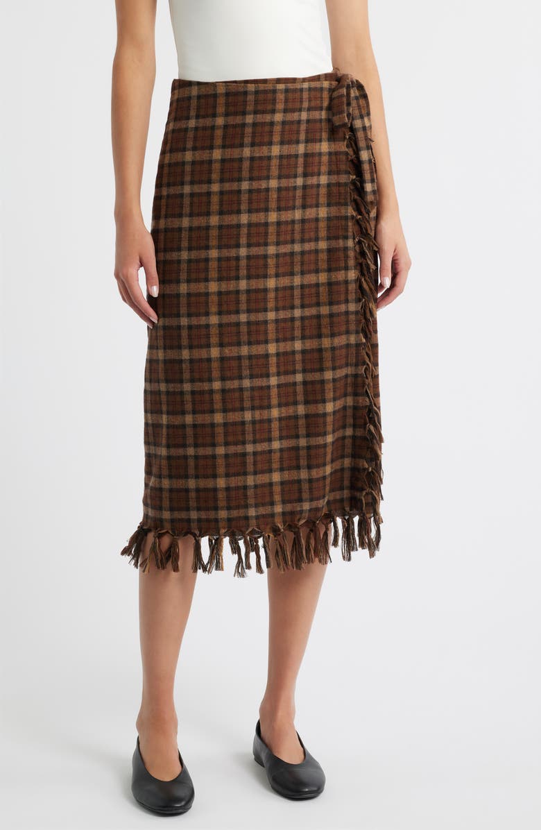 Saskia fringe-trimmed plaid skirt