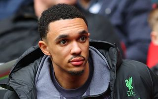 Trent Alexander-Arnold watches Liverpool play Chelsea in the Carabao Cup final