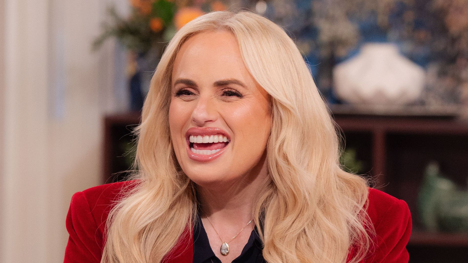 Rebel Wilson wearing red velvet suit on This Morning, 27 November, 2025