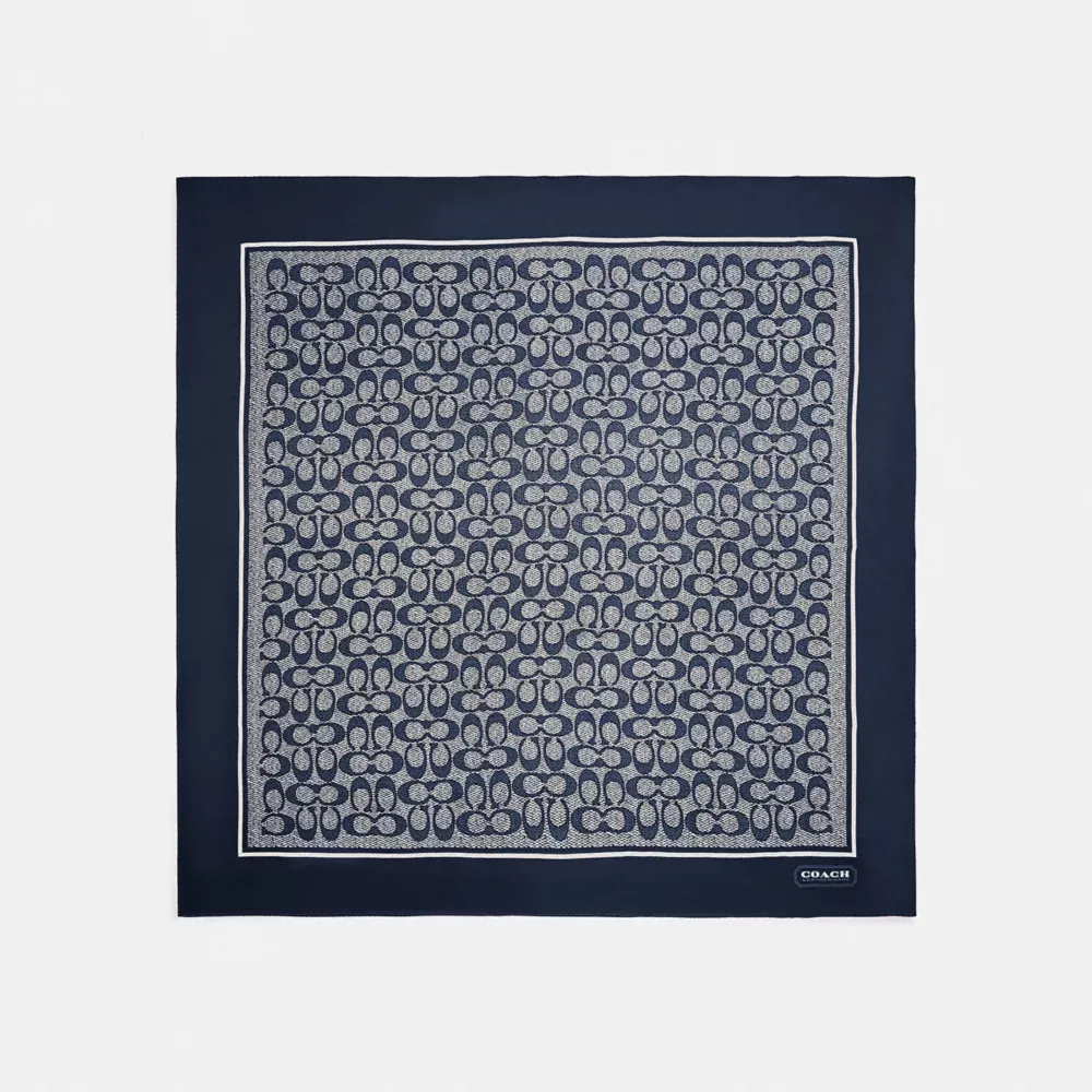 Textured Signature Print Silk Square Scarf