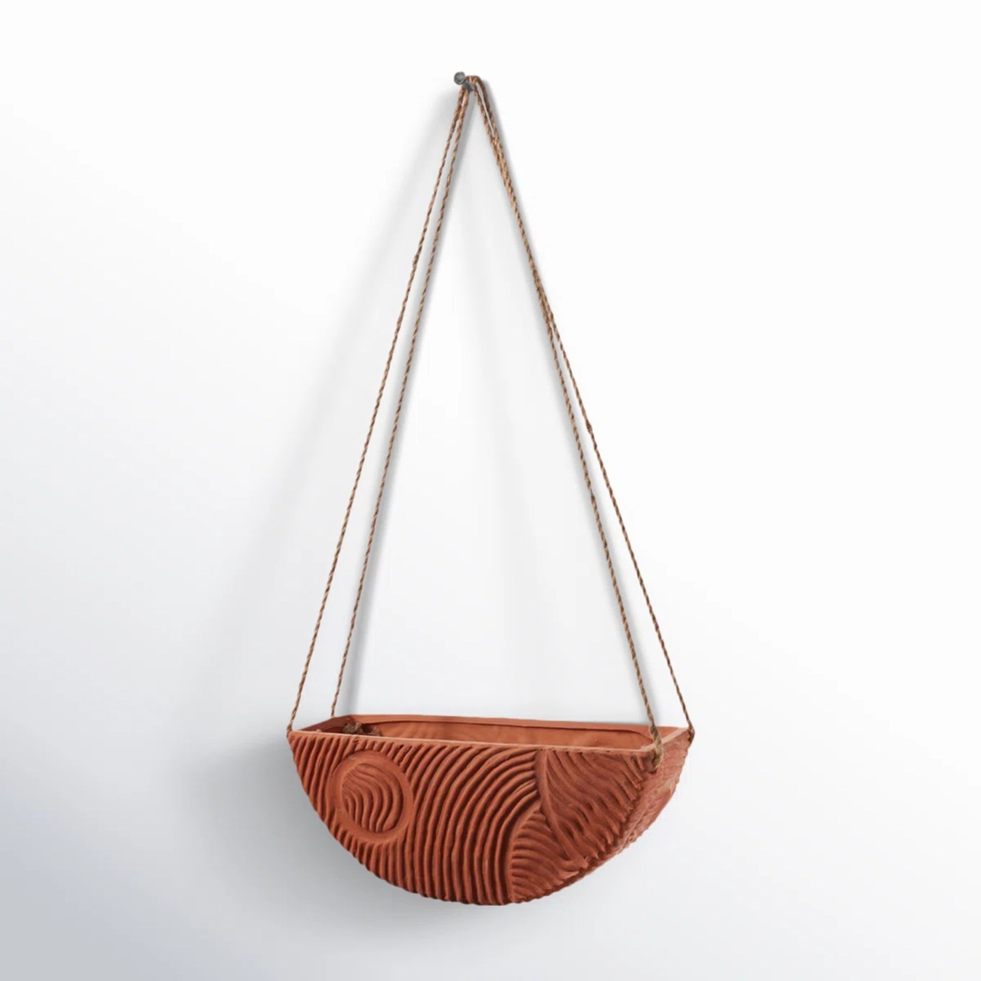 Textured semi-circular hanging planter