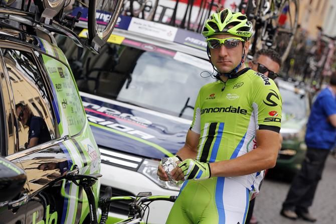 Cannondale's Elia Viviani awaits the Stage 18 start