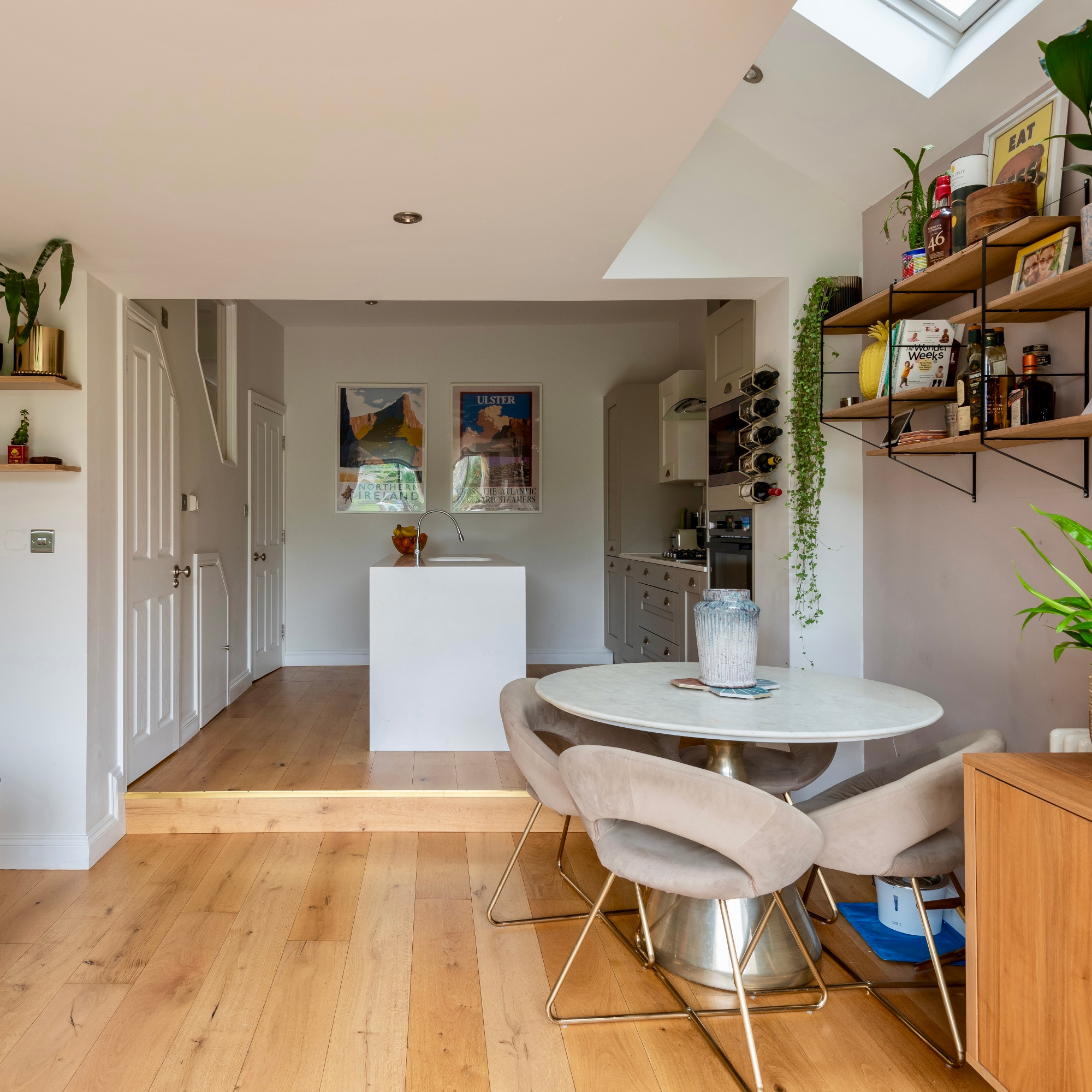 kitchen and living room of terraced house