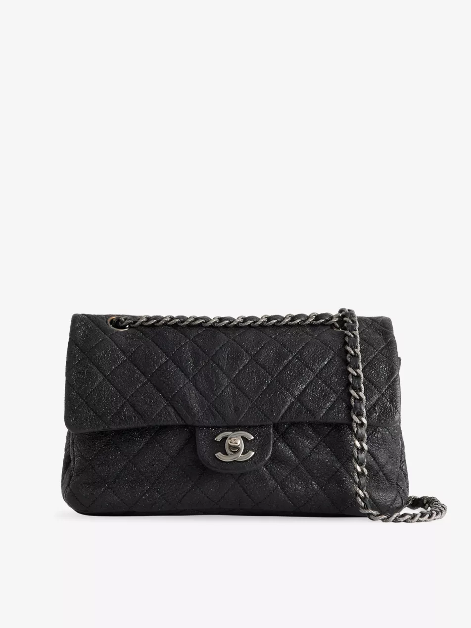 Pre-Loved Chanel Classic Double Flap Woven Medium Shoulder Bag