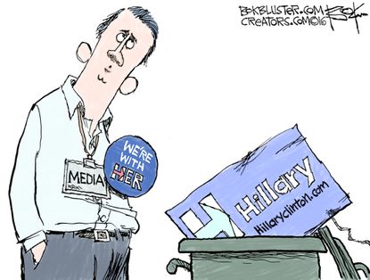 Political cartoon U.S. 2016 election Hillary Clinton media choice