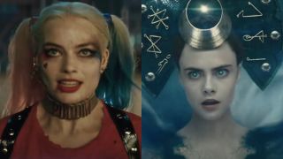 Margot Robbie as Harley Quinn and Cara Delevingne as Enchantress, pictured side by side, in Suicide Squad.