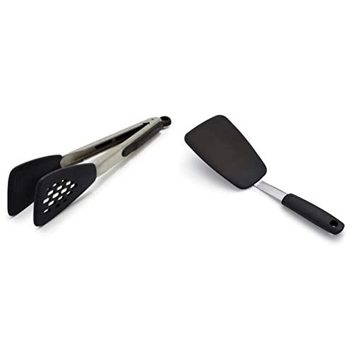 Oxo Good Grips Large Silicone Flexible Turner, Stainless Steel &amp;amp; Good Grips Silicone Flexible Tongs Stainless,black,