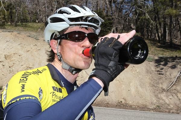 Staying hydrated old-school style on the way up to Big Bear.