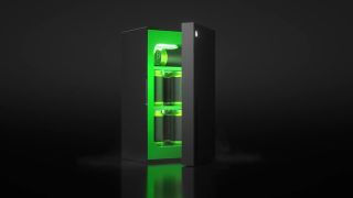 The Xbox fridge in all its black and green glory