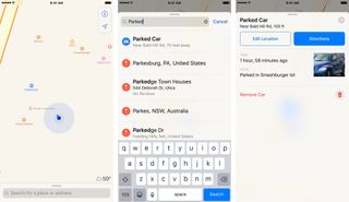 You can tap the Search Bar in the Maps app and type "Parked Car" to find your car.