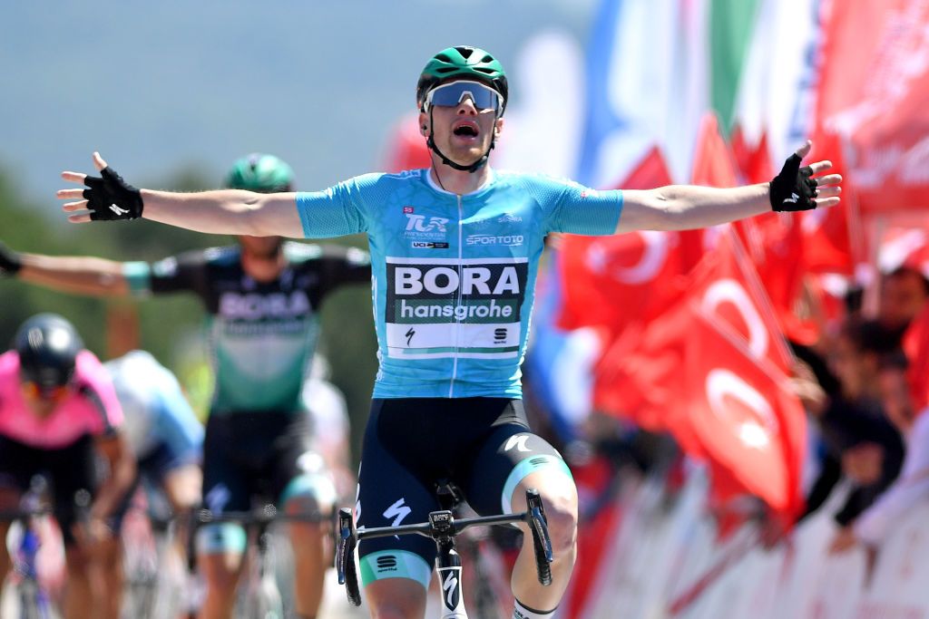 Sam Bennett celebrates his second win in two days