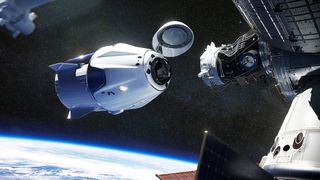 Crew-1's Dragon capsule docks with the International Space Station.